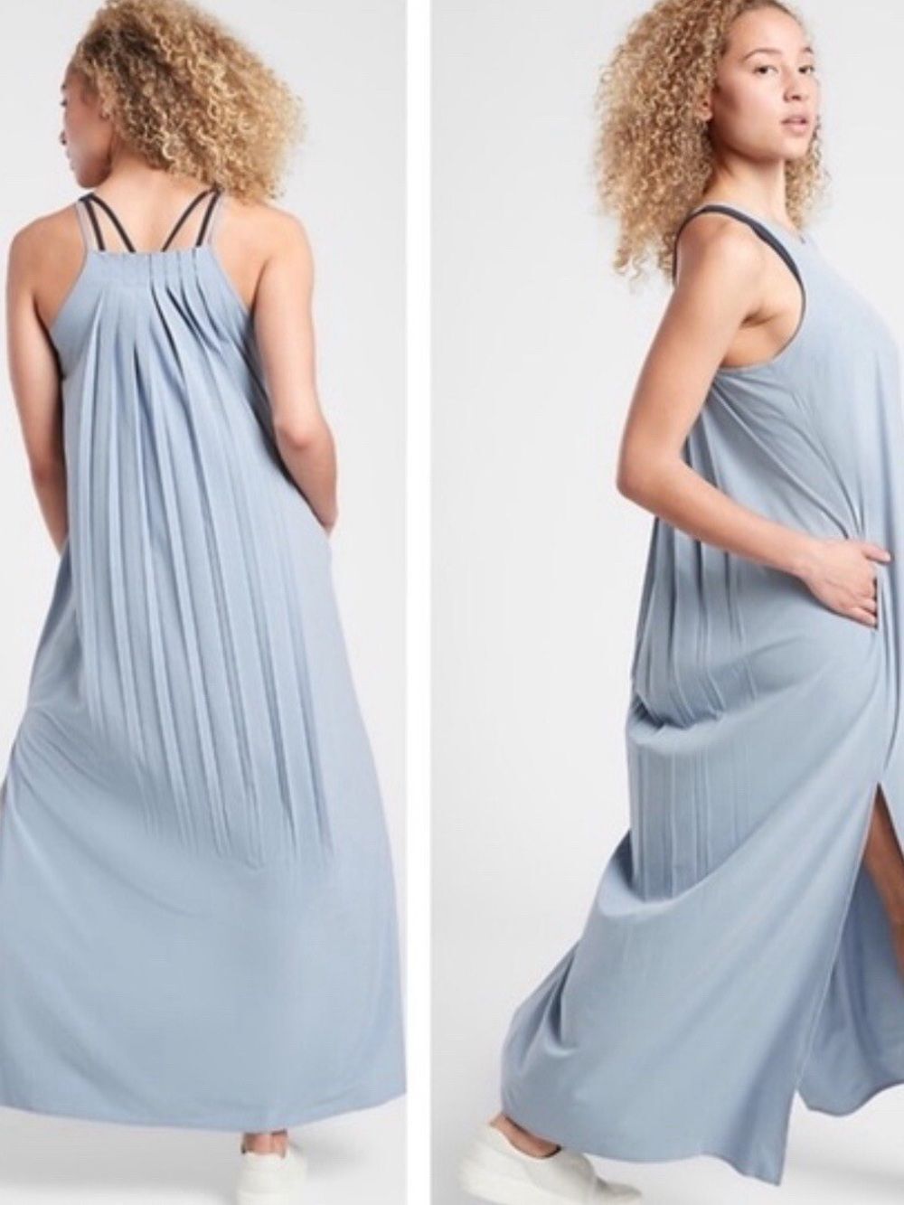 ATHLETA Hayes Light Blue Pleated Maxi Dress Size M